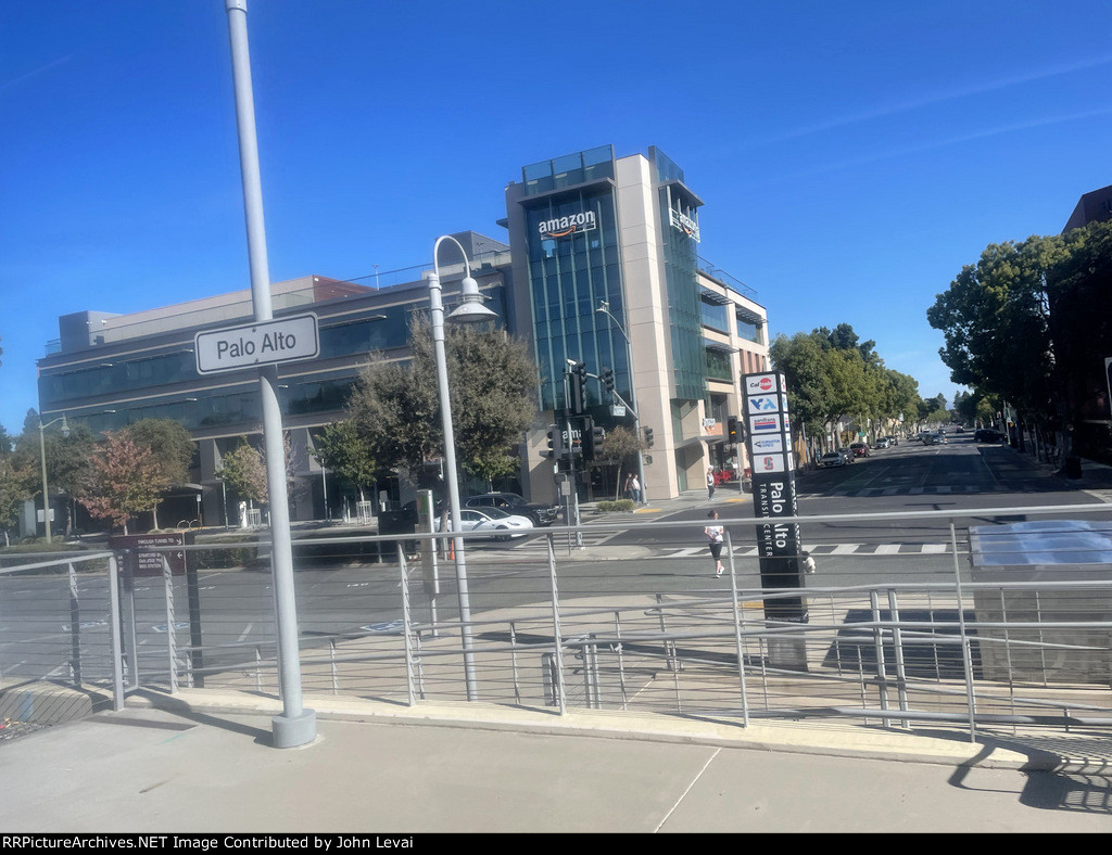 Palo Alto Station with the Amazon office in the background